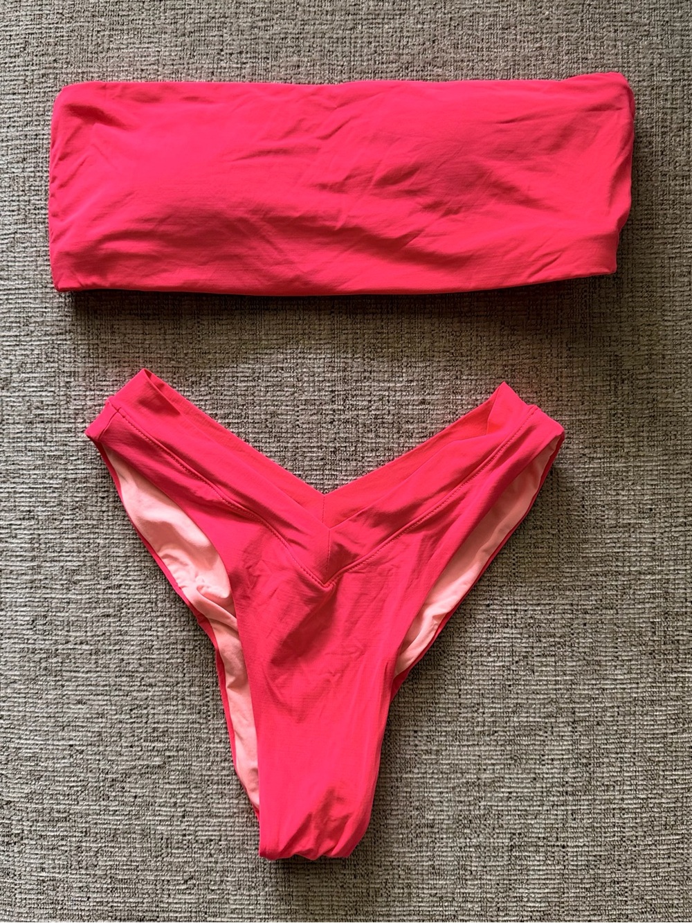 ONEONE Hot Pink Itty Bitty Bandeau Bikini Top + Jesse Bottoms Small